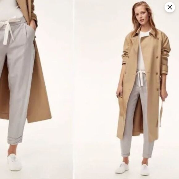 Aritzia Wilfred Allant Pant Gray Cropped Linen Trouser Pant Size 6 Ashen Grey - Picture 3 of 9